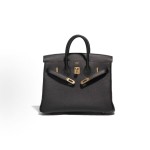 HERMES Birkin 25 Rose gold clasp platinum handbag 25 Women\'s Edition 89 Noir Black